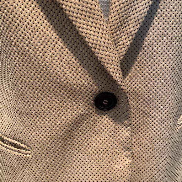 ZARA Tailored Blazer Tan With Black Polka Dots Academia Old Money Neutral Sz 6 - Picture 3 of 12